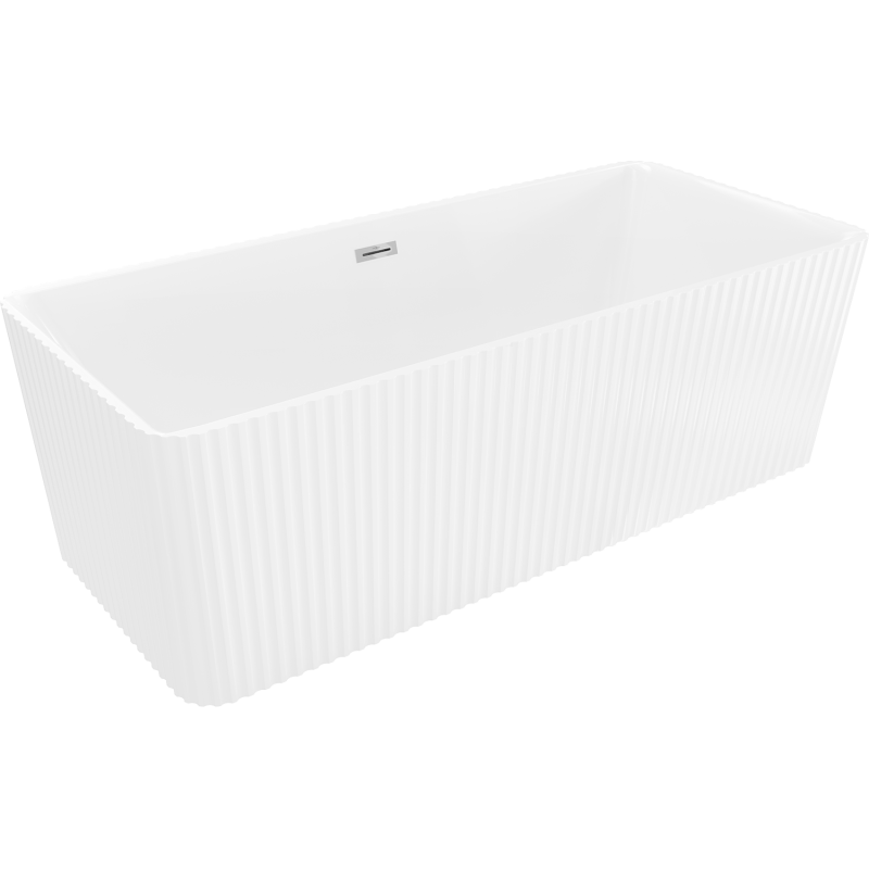 Mexen Nila freistehende gerillte Badewanne 170 x 75 cm, weiß, Überlauf chrom - 52841708000-01