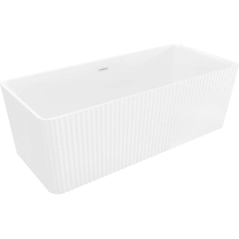 Mexen Nila freistehende gerippte Badewanne 170 x 75 cm, weiß, weißer Überlauf - 52841708000-20