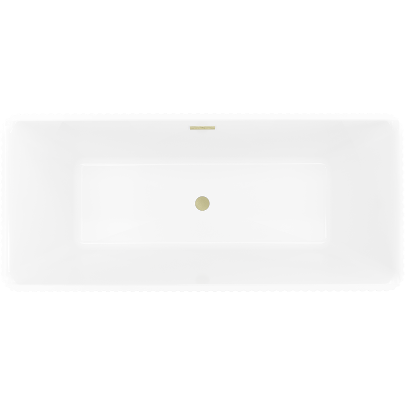 Mexen Nila freistehende gerillte Badewanne 170 x 75 cm, weiß, Überlauf gebürstet gold - 52841708000-55