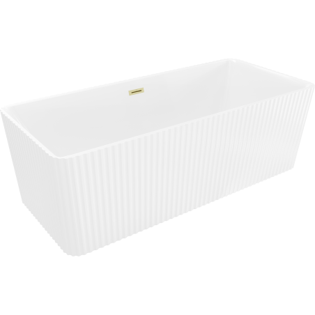 Mexen Nila freistehende gerillte Badewanne 170 x 75 cm, weiß, Überlauf gebürstet gold - 52841708000-55