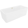Mexen Nila freistehende gerillte Badewanne 170 x 75 cm, weiß, Überlauf gebürstet gold - 52841708000-55