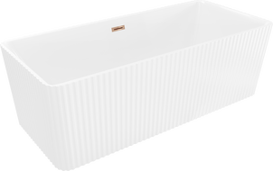 Mexen Nila freistehende geriffelte Badewanne 170 x 75 cm, weiß, Überlauf Roségold - 52841708000-60