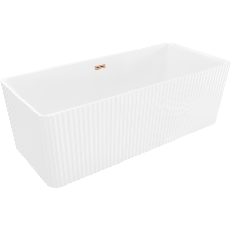 Mexen Nila freistehende gerillte Badewanne 170 x 75 cm, weiß, Überlauf gebürstetes Kupfer - 52841708000-65