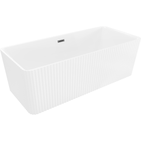 Mexen Nila freistehende, geriffelte Badewanne 170 x 75 cm, weiß, Überlauf gun gray gebürstet - 52841708000-66