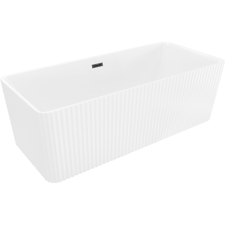 Mexen Nila freistehende geriffelte Badewanne 170 x 75 cm, weiß, schwarzer Überlauf - 52841708000-70