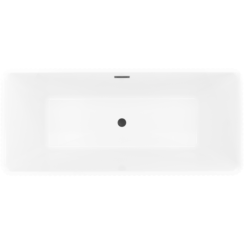 Mexen Nila freistehende geriffelte Badewanne 170 x 75 cm, weiß, schwarzer Überlauf - 52841708000-70