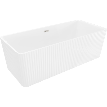 Mexen Nila freistehende geriffelte Badewanne 170 x 75 cm, weiß, Überlauf gebürstetes Nickel - 52841708000-97