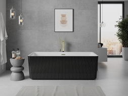 Mexen Nila freistehende Wanne geriffelt 170 x 75 cm, weiß/schwarz, Überlauf gold - 52841708075-50