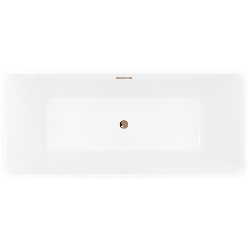 Mexen Nila freistehende geriffelte Badewanne 170 x 75 cm, weiß/schwarz, Überlauf Roségold - 52841708075-60