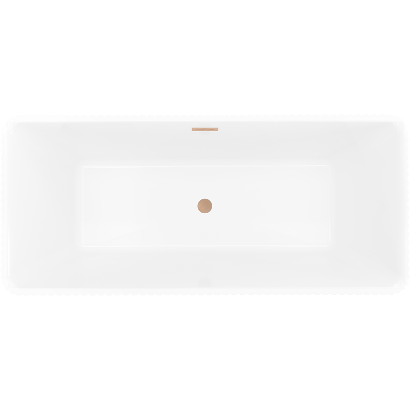 Mexen Nila freistehende geriffelte Badewanne 170 x 75 cm, weiß/schwarz, Überlauf gebürstetes Kupfer - 52841708075-65