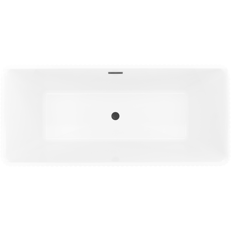 Mexen Nila freistehende Rillenbadewanne 170 x 75 cm, weiß/schwarz, schwarzer Überlauf - 52841708075-70