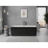 Mexen Nila freistehende, geriffelte Badewanne 170 x 75 cm, weiß/schwarz, Überlauf Gun Metal - 52841708075-95