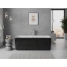 Mexen Nila freistehende geriffelte Badewanne 170 x 75 cm, weiß/schwarz, Überlauf gebürsteter Nickel - 52841708075-97