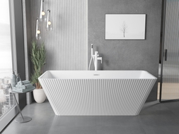 Mexen Tava freistehende gerillte Badewanne 170 x 75 cm, weiß, Überlauf weiß - 52851707500-20