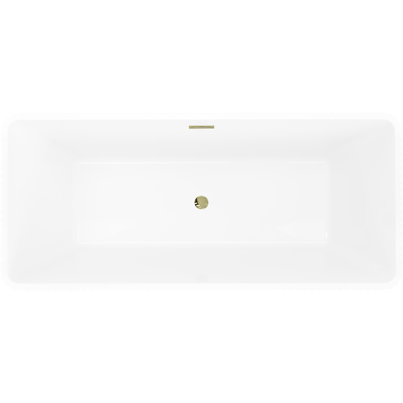 Mexen Tava freistehende geriffelte Badewanne 170 x 75 cm, weiß, Überlauf gold - 52851707500-50