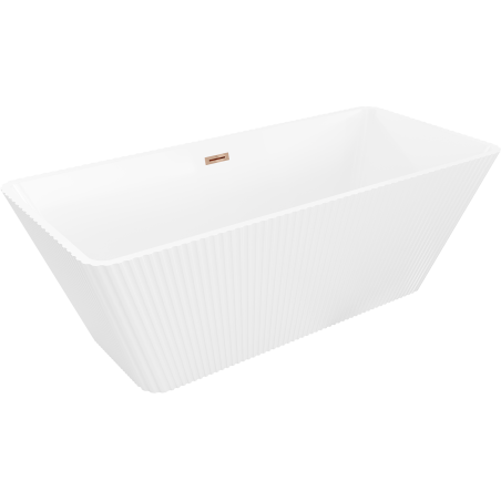 Mexen Tava freistehende gerillte Badewanne 170 x 75 cm, weiß, Überlauf Roségold - 52851707500-60