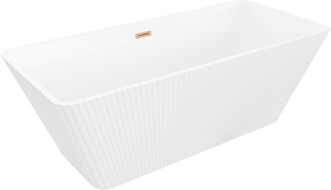 Mexen Tava freistehende geriffelte Badewanne 170 x 75 cm, weiß, Überlauf gebürstetes Kupfer - 52851707500-65