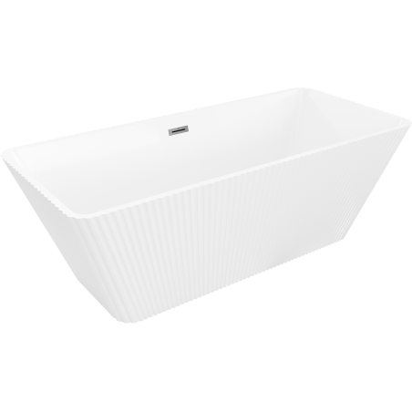 Mexen Tava freistehende geriffelte Badewanne 170 x 75 cm, weiß, Überlauf gun gray gebürstet - 52851707500-66