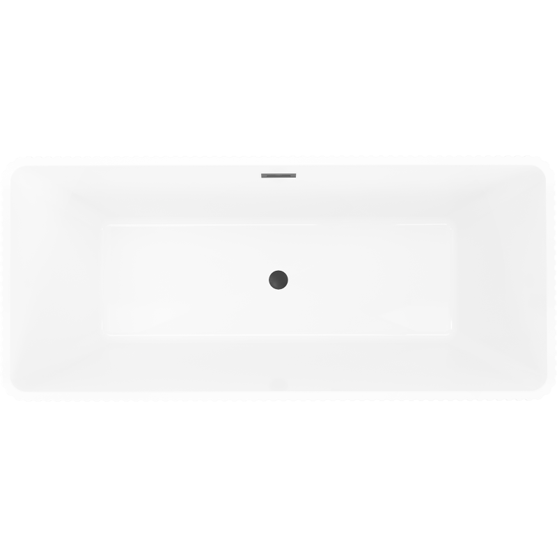 Mexen Tava freistehende Rillenbadewanne 170 x 75 cm, weiß, schwarze Überlauf - 52851707500-70