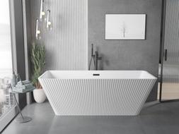 Mexen Tava freistehende Rillenbadewanne 170 x 75 cm, weiß, schwarze Überlauf - 52851707500-70