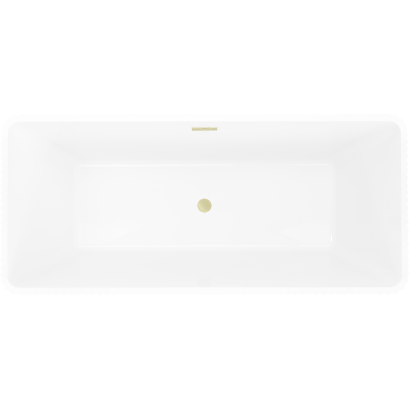 Mexen Tava freistehende geriffelte Badewanne 170 x 75 cm, weiß/schwarz, Überlauf gold gebürstet - 52851707575-55