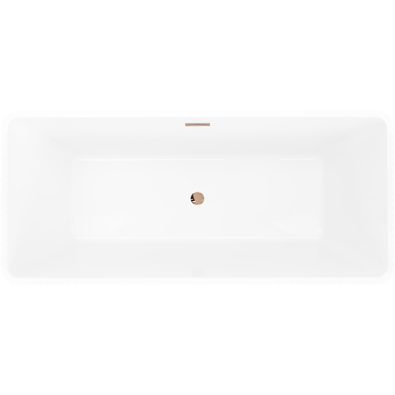 Mexen Tava freistehende, geriffelte Badewanne 170 x 75 cm, weiß/schwarz, Überlauf roségold - 52851707575-60