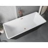 Mexen Tava freistehende Riffelbadewanne 170 x 75 cm, weiß/schwarz, Überlauf gebürstetes Kupfer - 52851707575-65