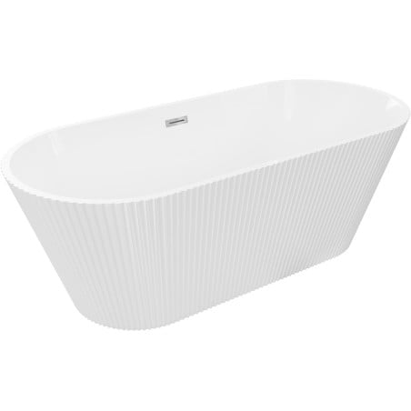 Mexen Yara freistehende gerippte Badewanne 170 x 75 cm, weiß, Überlauf Chrom - 52861707500-01