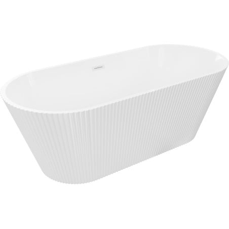 Mexen Yara freistehende gerillte Badewanne 170 x 75 cm, weiß, weißer Überlauf - 52861707500-20