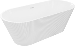 Mexen Yara freistehende gerillte Badewanne 170 x 75 cm, weiß, weißer Überlauf - 52861707500-20