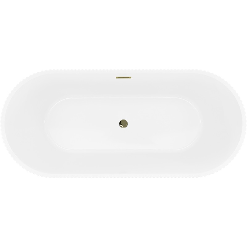 Mexen Yara freistehende geriffelte Badewanne 170 x 75 cm, weiß, Überlauf gold - 52861707500-50
