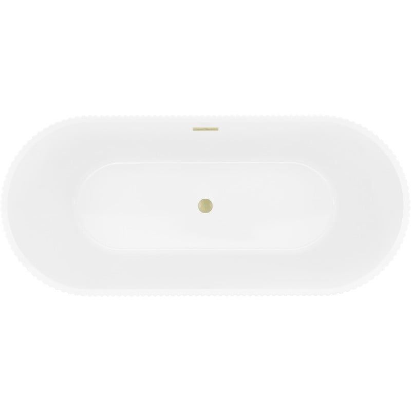 Mexen Yara freistehende geriffelte Badewanne 170 x 75 cm, weiß, Überlauf gebürstet gold - 52861707500-55