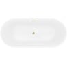 Mexen Yara freistehende geriffelte Badewanne 170 x 75 cm, weiß, Überlauf gebürstet gold - 52861707500-55