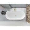 Mexen Yara freistehende geriffelte Badewanne 170 x 75 cm, weiß, Überlauf gebürstet gold - 52861707500-55