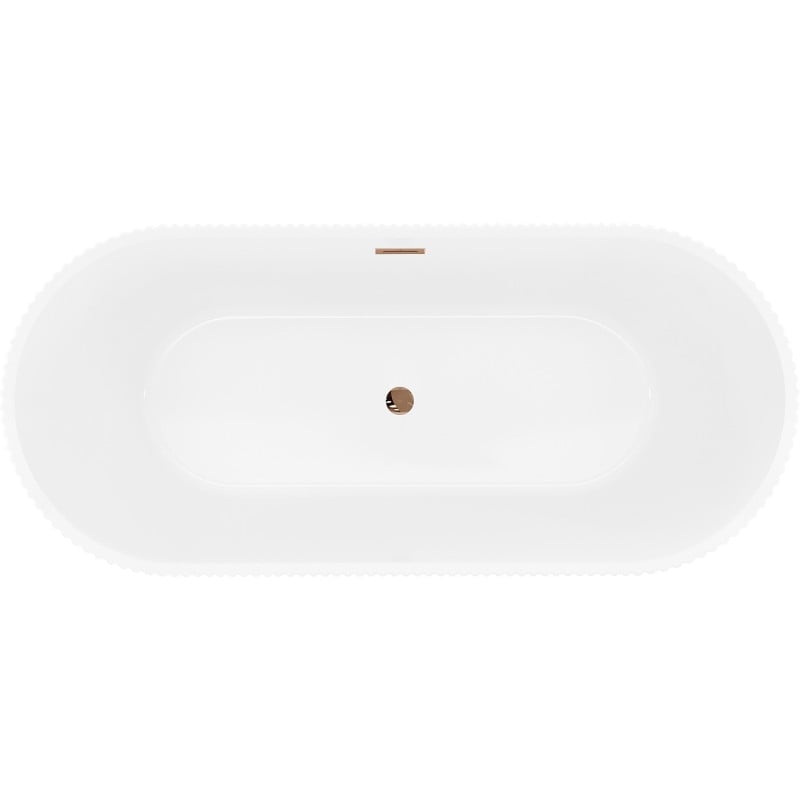Mexen Yara freistehende geriffelte Badewanne 170 x 75 cm, weiß, Überlauf Roségold - 52861707500-60