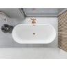 Mexen Yara freistehende geriffelte Badewanne 170 x 75 cm, weiß, Überlauf Roségold - 52861707500-60