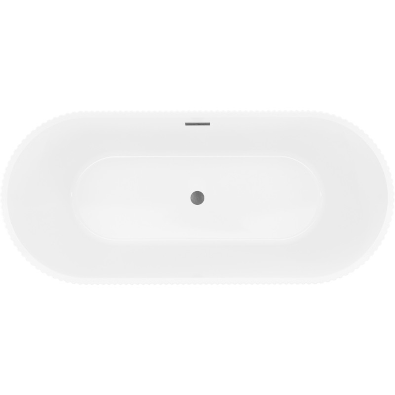 Mexen Yara freistehende, geriffelte Badewanne 170 x 75 cm, weiß, Überlauf gun gray gebürstet - 52861707500-66