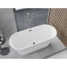 Mexen Yara freistehende, geriffelte Badewanne 170 x 75 cm, weiß, Überlauf gun gray gebürstet - 52861707500-66