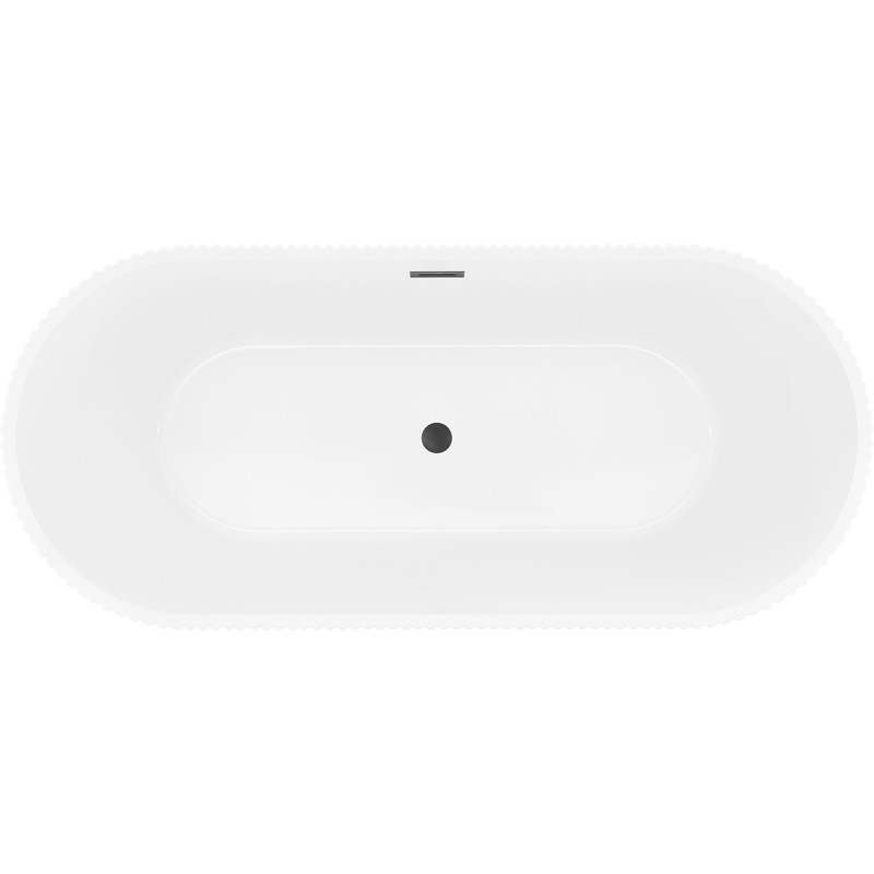 Mexen Yara freistehende geriffelte Badewanne 170 x 75 cm, weiß, schwarze Überlauf - 52861707500-70