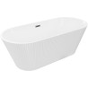 Mexen Yara freistehende gerippte Badewanne 170 x 75 cm, weiß, Überlauf Gun Metal - 52861707500-95