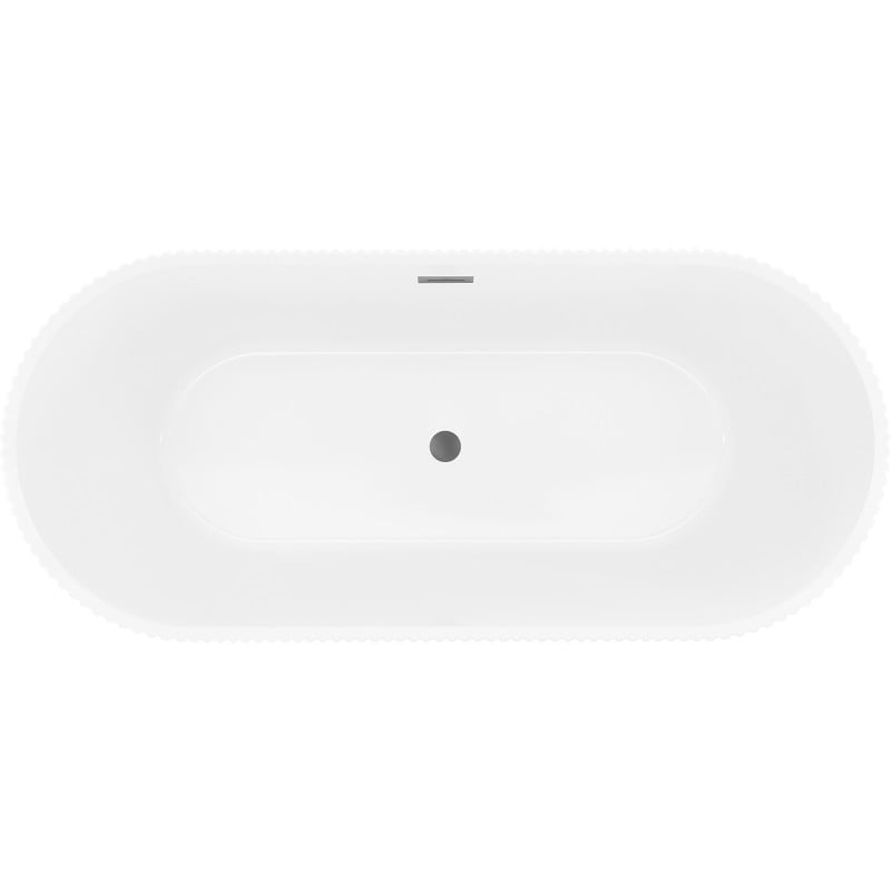Mexen Yara freistehende gerippte Badewanne 170 x 75 cm, weiß, Überlauf Gun Metal - 52861707500-95