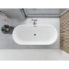 Mexen Yara freistehende gerippte Badewanne 170 x 75 cm, weiß, Überlauf Gun Metal - 52861707500-95