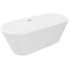 Mexen Yara freistehende, geriffelte Badewanne 170 x 75 cm, weiß, Überlauf gebürstetes Nickel - 52861707500-97
