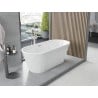 Mexen Yara freistehende, geriffelte Badewanne 170 x 75 cm, weiß, Überlauf gebürstetes Nickel - 52861707500-97