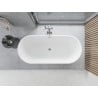 Mexen Yara freistehende geriffelte Badewanne 170 x 75 cm, weiß/schwarz, Chrom-Überlauf - 52861707575-01