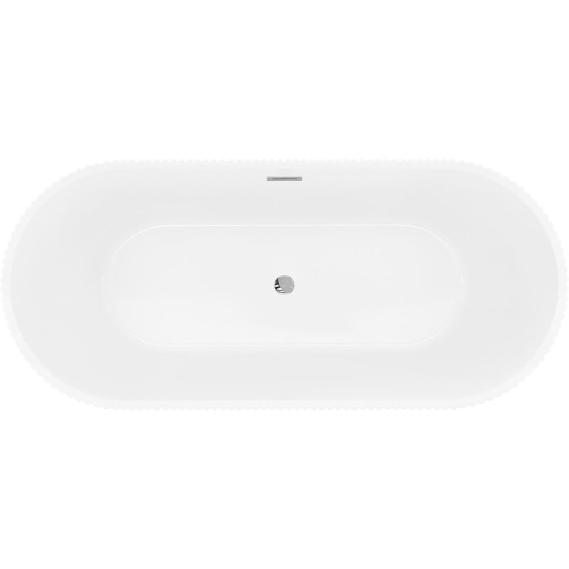 Mexen Yara freistehende geriffelte Badewanne 170 x 75 cm, weiß/schwarz, Chrom-Überlauf - 52861707575-01