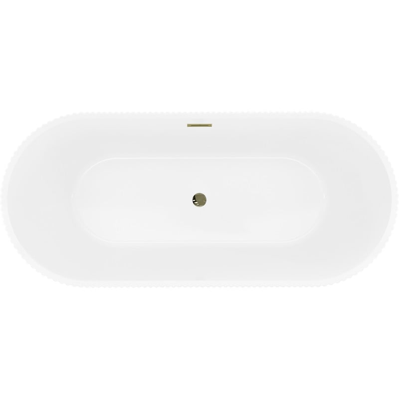 Mexen Yara freistehende Rillenbadewanne 170 x 75 cm, weiß/schwarz, Überlauf gold - 52861707575-50
