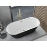 Mexen Yara freistehende gewellte Badewanne 170 x 75 cm, weiß/schwarz, Überlauf gebürstet gold - 52861707575-55