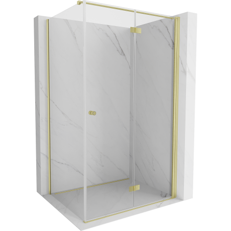 Mexen Mist-F klappbare Duschkabine rechts 80 x 75 cm, transparent, gebürstetes Gold - 8A6T-080-075-55-00-P