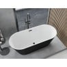 Mexen Yara freistehende geriffelte Badewanne 170 x 75 cm, weiß/schwarz, schwarze Überlauf - 52861707575-70